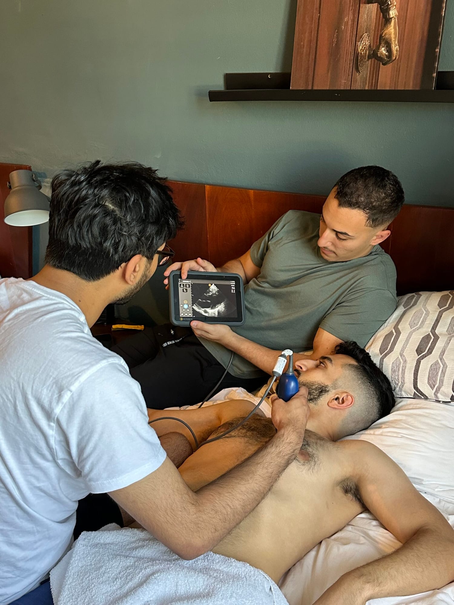Medicine in Mission clinicians performing a point-of-care cardiac ultrasound during training